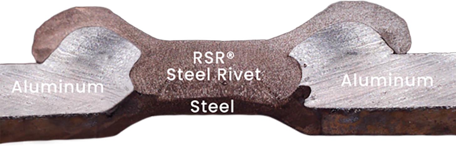 RSR® steel rivet joining aluminum and steel.